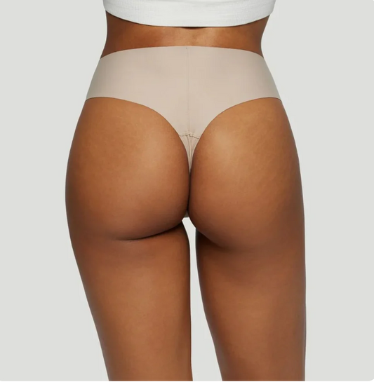 Nahtlose High-Waist-Tangas Nude (3er-Set)